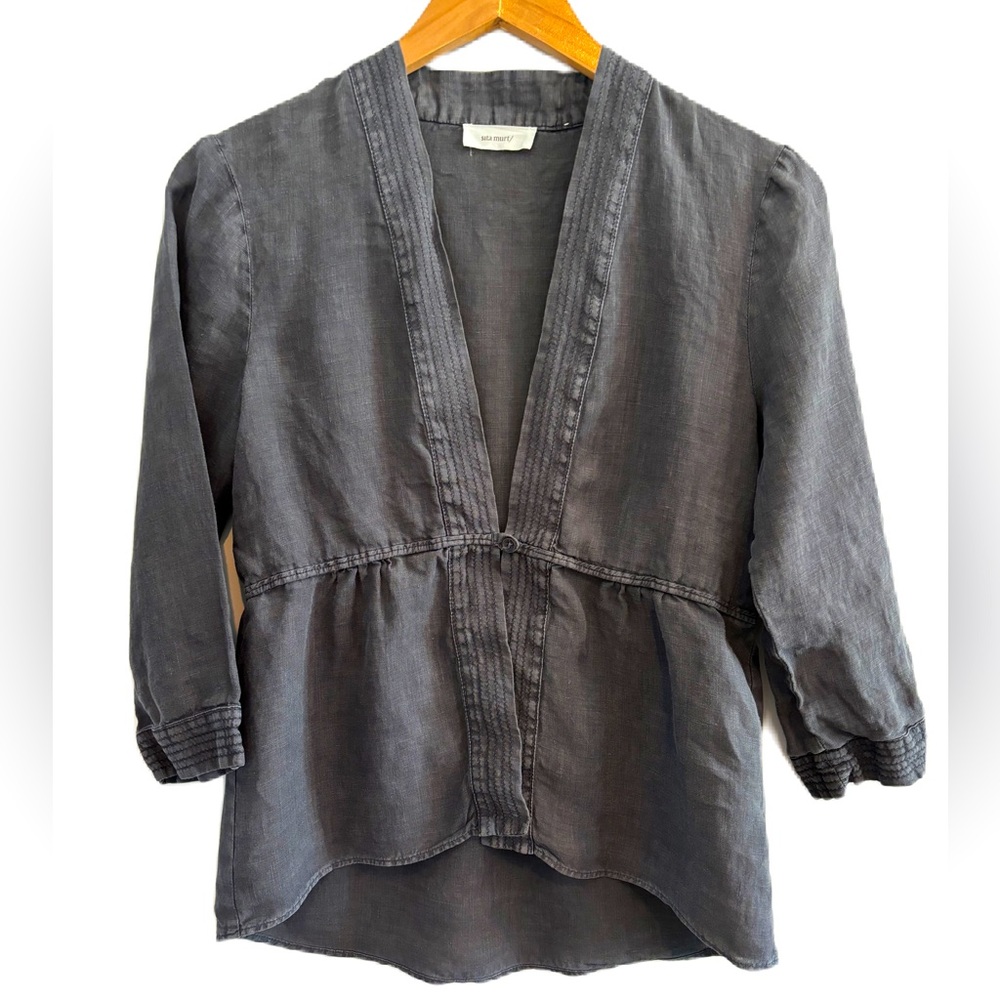 Sita Murt Charcoal Linen Jacket Size 36 (Small)